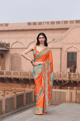 Orange Moroccan Shimmer Saree