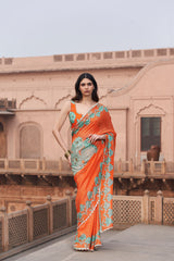 Orange Moroccan Shimmer Saree