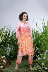 Divya Boppana in Peach Wildflower Zar Dress