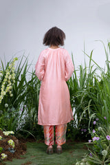 Divya Boppana in Peach Wildflower Zar Dress