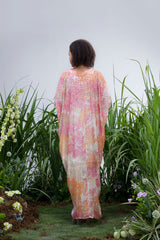 White Shimmer Wildflower Cowl Kaftan