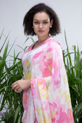 White Wildflower Saree