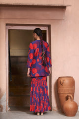 Red & Blue Moroccan Yoke Zardozi Sharara