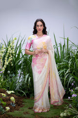 Wildflower White Shimmer Saree