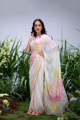 Wildflower White Shimmer Saree