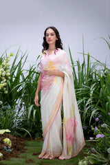 Wildflower White Shimmer Saree