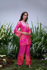 Pink Wildflower Yoke Zardozi Sharara Set