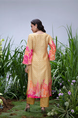 Yellow Wildflower Bell Sleeved Kurta Set