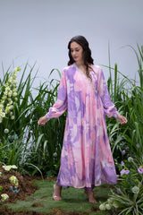 Purple Wildflower Angrakha Maxi with Pants