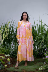 Yellow Wildflower Angrakha Maxi with Pants