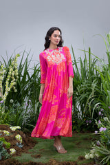 Pink Wildflower Zardozi Yoke Maxi