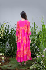 Pink Wildflower Zardozi Yoke Maxi