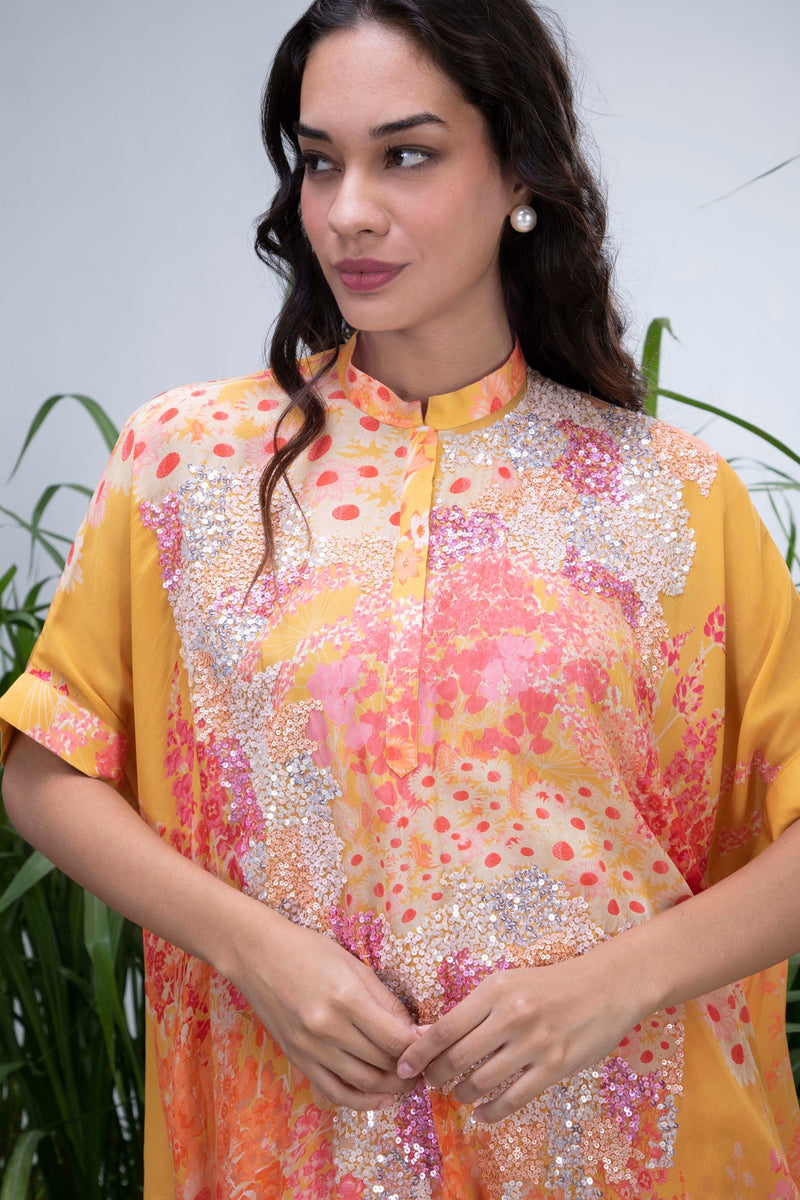 Yellow Wildflower Oversize Shirt Set