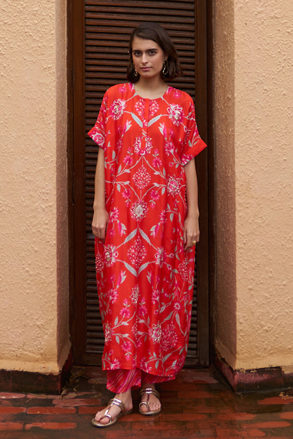 Coral Oversized Kurta Set