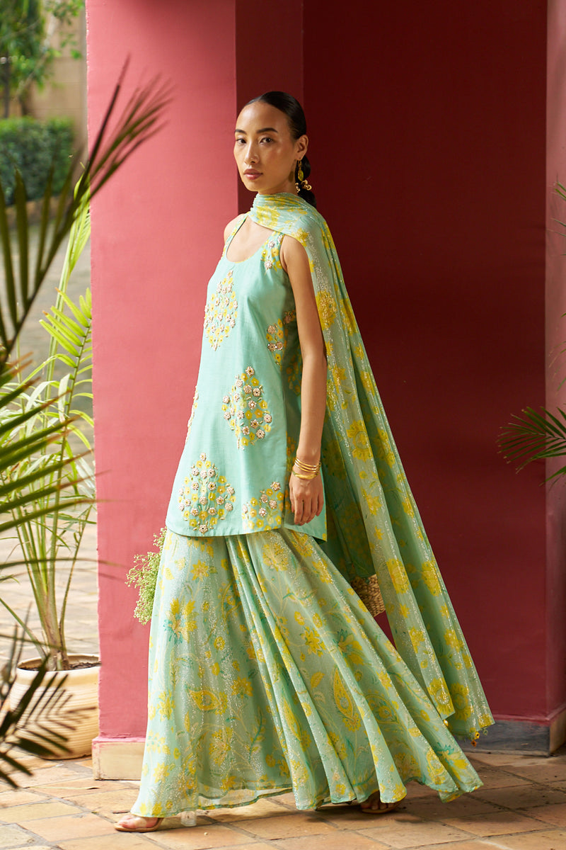 Azure Sleeveless Sharara