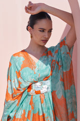 Orange Moroccan Shimmer Belt Kaftan
