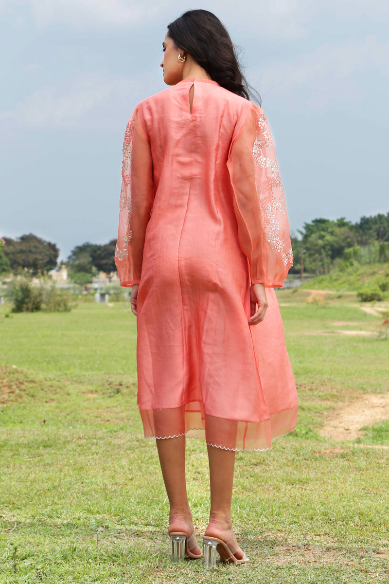 Orange Pleated Dress