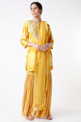 Yellow Monotone 3 Pc Sharara Set