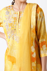 Yellow Monotone 3 Pc Sharara Set