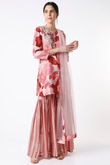 Red & Pink 3pc Sharara Set