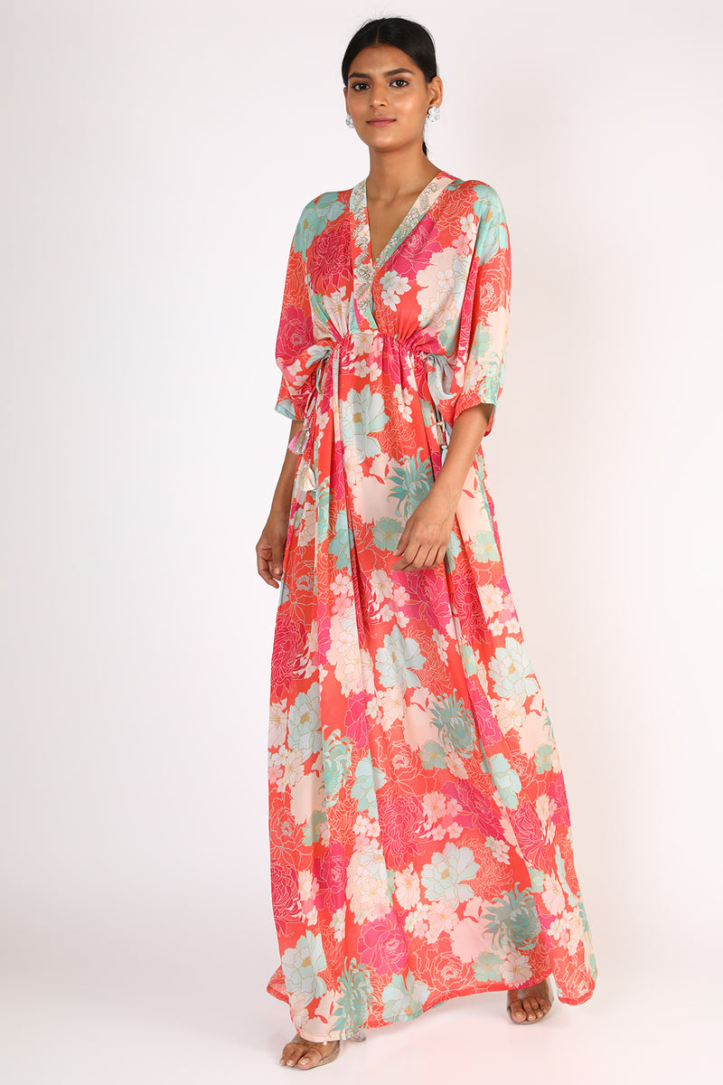 Orange Peony Kaftan