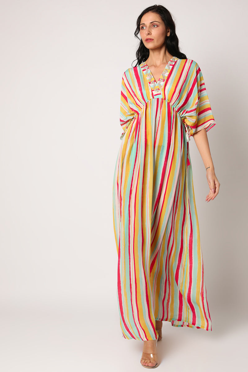 Stripe Drawstring Kaftan