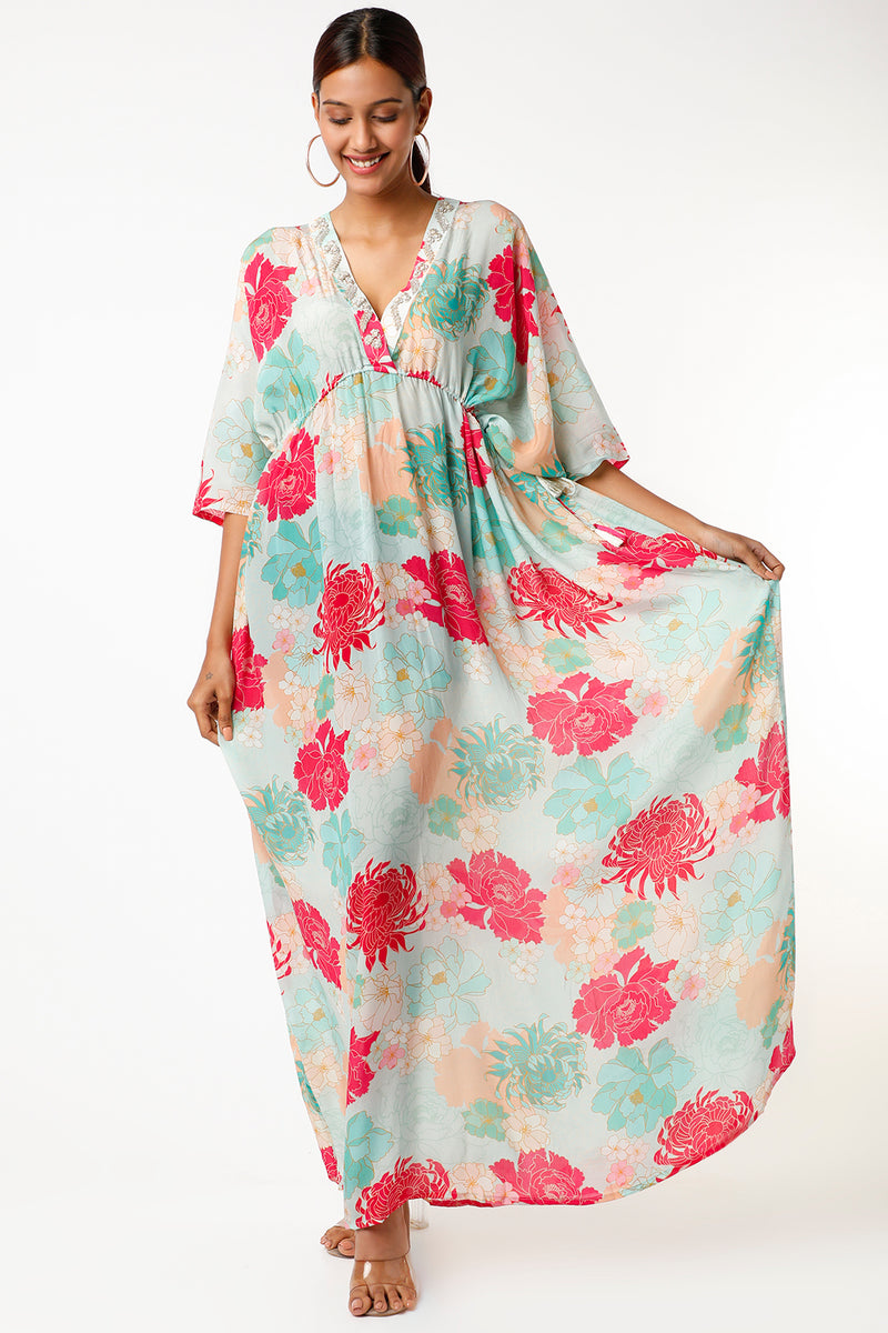 Drawstring Blue Kaftan